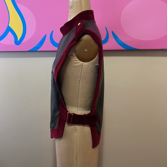 Moschino Cheap Chic Black Faux Leather Velvet Trim Vest - Picture 8 of 10